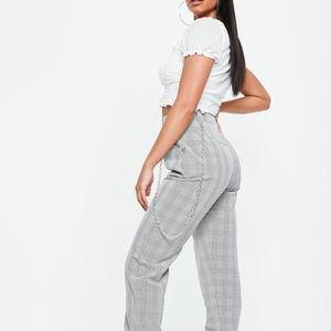 High waisted plaid pants